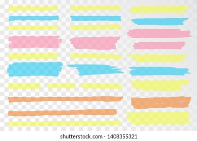 Vector highlighter. Hand drawn yellow highlighter marker stripes. Set highlighter. Vector illustration EPS10