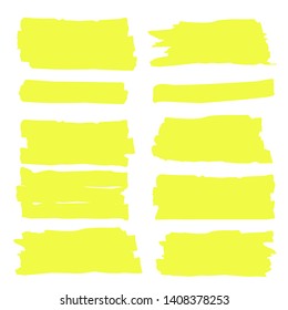 Vector highlighter. Hand drawn yellow highlighter marker stripes. Set highlighter. Vector illustration EPS10