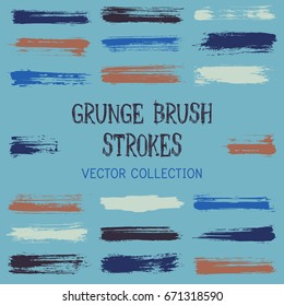 Vector highlighter lines, pen marker horizontal blobs, stains. Grunge paint brush stroke stripes vector collection, paint dab graphic design elements set . Ink smudge abstract shape stains and spots.