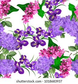 Vector highly detailed illustration of hydrangea and syringa flowers. Can be used as wedding element, design for cosmetics, perfume, beauty care products