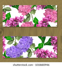 Vector highly detailed illustration of hydrangea and syringa flowers. Can be used as wedding element, design for cosmetics, perfume, beauty care products