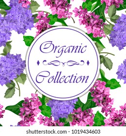 Vector highly detailed illustration of hydrangea and syringa flowers. Can be used as wedding element, design for cosmetics, perfume, beauty care products