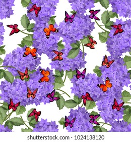 Vector highly detailed illustration of hydrangea flowers. Can be used as wedding element, design for cosmetics, perfume, beauty care products