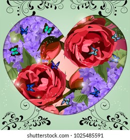 Vector highly detailed illustration of hydrangea and rose flowers. Can be used as wedding element, design for cosmetics, perfume, beauty care products