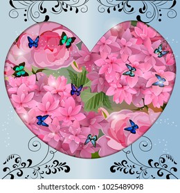 Vector highly detailed illustration of hydrangea and rose flowers. Can be used as wedding element, design for cosmetics, perfume, beauty care products