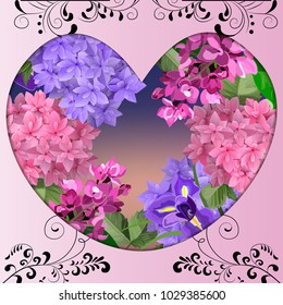 Vector highly detailed illustration of hydrangea and syringa flowers. Can be used as wedding element, design for cosmetics, perfume, beauty care products