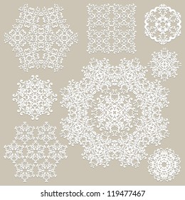 Vector Highly Detailed Paper Cut White Snowflakes, Fully Editable Eps 8 File