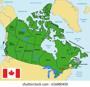 Canada Political Map With Major Cities Vector Highly Detailed Political Map Canada Stock Vector (Royalty Free)  616880450 | Shutterstock