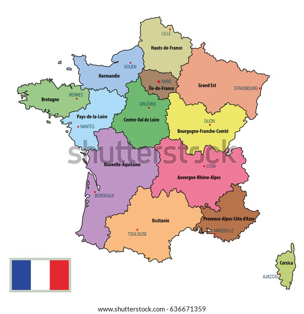 Vector Highly Detailed Political Map France Stock Vector Royalty Free