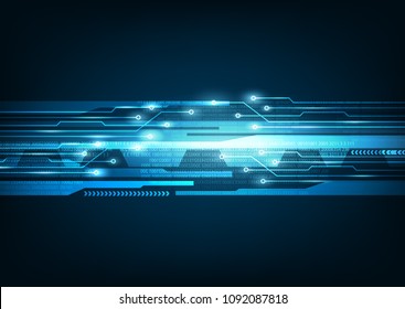 Vector Hight Digital Line and Futuristic Circuit Board on Blue background.Hi-tech and Technology Concept.