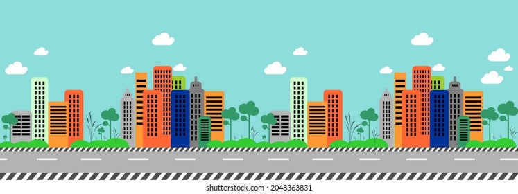 vector highway and building background for animation