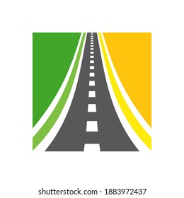 Combinación del logotipo de la autopista vectorial. Símbolo de camino y camino.