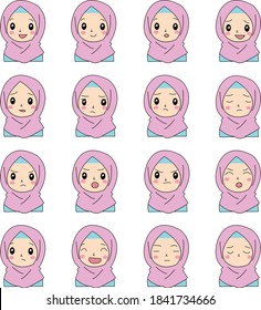vector hijab beautiful girl expression