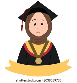 vector hijab graduation person with blank name underneath