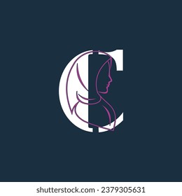 Vector hijab letter logo c design with creative concept