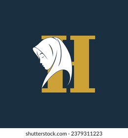 Vector hijab letter logo h design with creative concept