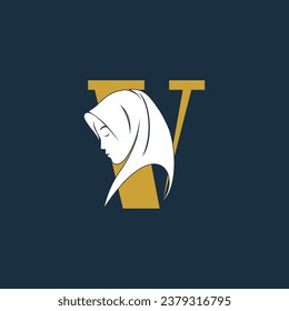Vector hijab letter logo v design with creative concept