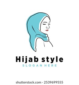 Vector hijab vector with unique beauty concept logo design premium vector