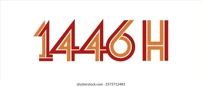 Vector of Hijri year numbers for the Islamic calendar