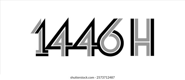 Vector of Hijri year numbers for the Islamic calendar