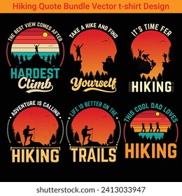 Vector hiking bundle quotes t shirt best design, hiking quotes bundle design.