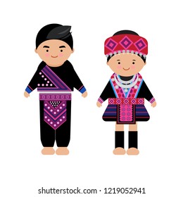 Vector Hilltribe Woman Man Dress Hmong Stock Vector (Royalty Free ...