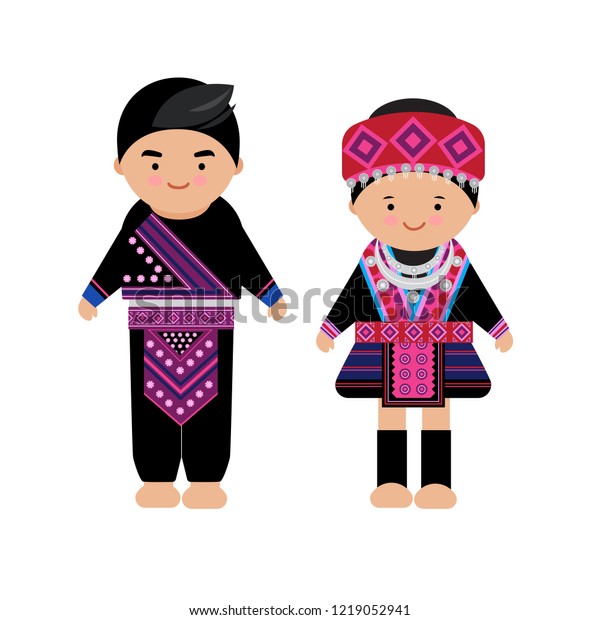 Vector Hilltribe Woman Man Dress Hmong Stock Vector (Royalty Free ...