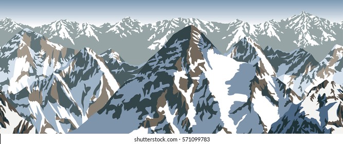 Vektorgrafik Himalaya-Alpen-Berge Hintergrund - nahtloses Muster