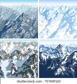 vector Himalaya alps mountains background texture seamless patterns