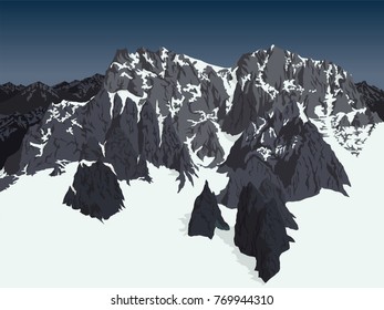 vector Himalaya alps mountains background