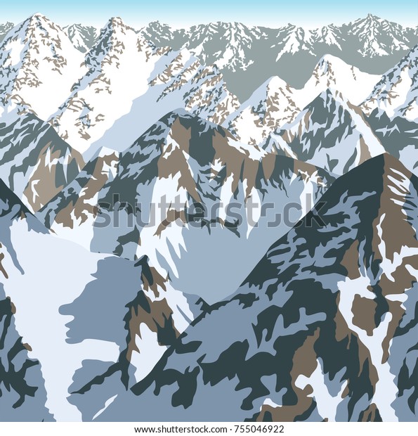 Vector Himalaya Alps Mountains Background Texture Stock Vector Royalty Free
