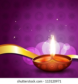 vector hindu festival diwali diya on artistic background