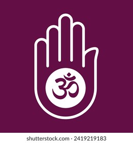 Vector hindu religious emblem of hand and om.