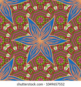 Vector Hip fabric pattern. Seamless Vintage Flower Pattern.