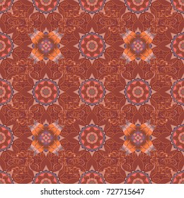 Vector Hip fabric pattern. Seamless Vintage Flower Pattern.