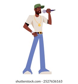 Vetor Hip Hop Rapper Singer Personagens de Desenho Animado Ilustração Isolada