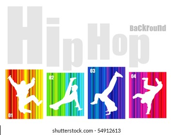 Vector hip-hop silhouette on abstract background. No transparency and effects (EPS 8v)