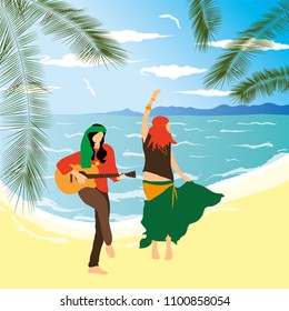 Vector hippie beach