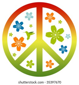Vector Hippie Style Floral Design