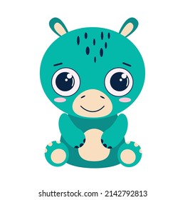 Vector hippo cartoon style jungle animal