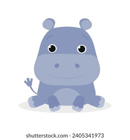 Vector hippo. Cute animal character. Minimal cartoon design. Sutable for apps and animation. 