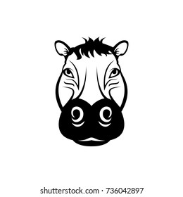 Vector hippo head, face  for retro hipster logos, emblems, badges, labels template and t-shirt vintage design element. Isolated on white background