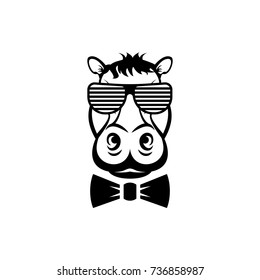 Vector hippo head, face  for retro hipster logos, emblems, badges, labels template and t-shirt vintage design element. Isolated on white background