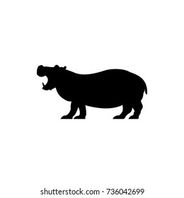 Vector hippo silhouette view side for retro logos, emblems, badges, labels template vintage design element. Isolated on white background