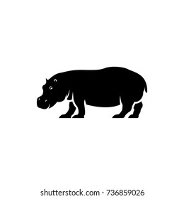 Vector hippo silhouette view side for retro logos, emblems, badges, labels template vintage design element. Isolated on white background