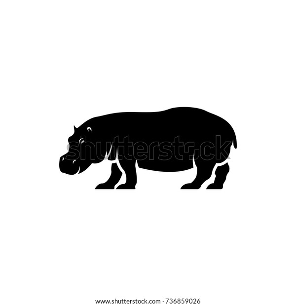 Vector Hippo Silhouette View Side Retro Stock Vector (Royalty Free ...