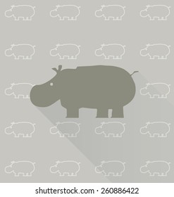 vector hippopotamus in background pattern