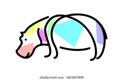 Vector hippopotamus in graphic style