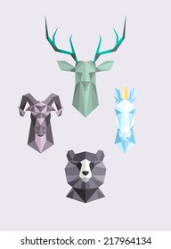 Vector hipster abstract geometric background with animals