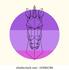 Vector hipster abstract geometric background with unicorn